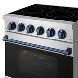 30 Inch Professional Electric Range With Precision Knob Control In Stainless Steel and Blue  Gordon Ramsay Series