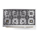 ILVE UP488NMPSSG Nostalgie II 48 inch Dual Fuel Range with 8 Total Black Brass Sealed Burners, Brass Trim (Limited Edition) (Natural Gas, Stainless Steel)
