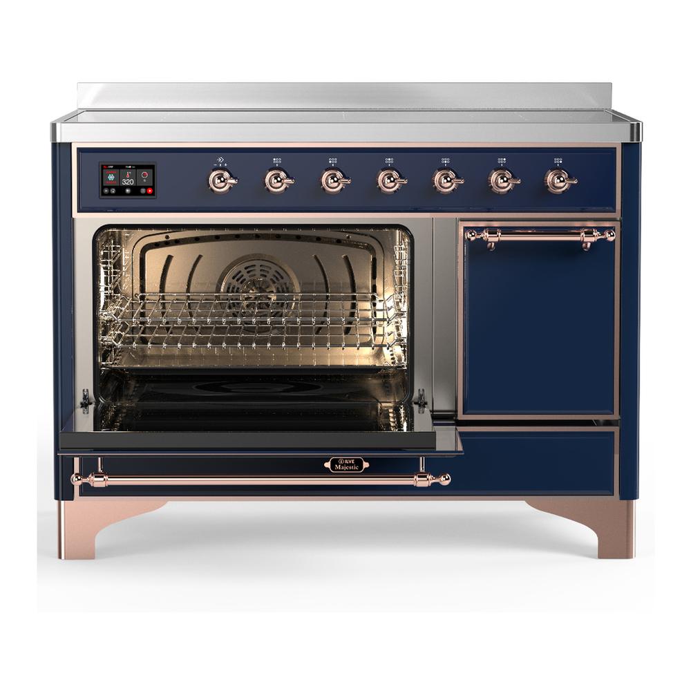 ILVE UMIB48QNR3MBP Majestic III 48 inch Induction Range with 6 Elements, 5.02 cu. ft. Total Oven Capacity (Solid Door, Midnight Blue, Copper)