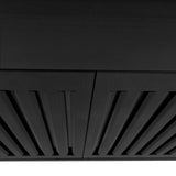 ZLINE 42" Convertible Wall Mount Range Hood in Black Stainless Steel with Set of 2 Charcoal Filters, LED lighting and Dishwasher-Safe Baffle Filters (BSKBN-CF-42)