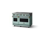 48"W. Induction Range (Finish: Splash, Trim: Brushed Brass)