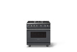 36"W. Sealed Burner Gas Range (Burner: 6b, Finish: Cast Black, Trim: Polished Chrome, Fuel: Natural Gas)