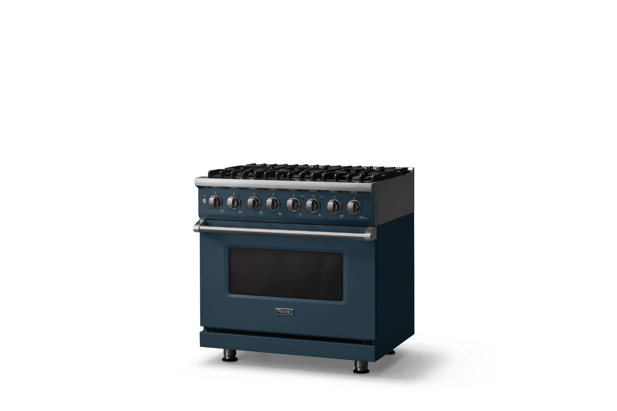 36"W. Dual Fuel Range (Burner: 6b, Finish: Squall, Trim: Polished Chrome, Fuel: Natural Gas)