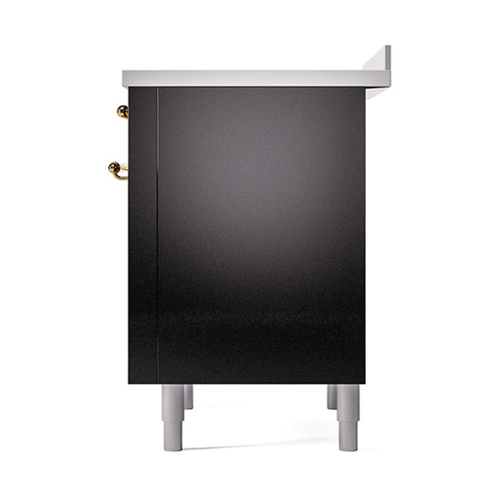 ILVE UNI366QNMPBKG Nostalgie II Noblesse 36 inch Induction Range (Solid Door, Glossy Black, Brass)