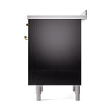 ILVE UNI366QNMPBKG Nostalgie II Noblesse 36 inch Induction Range (Solid Door, Glossy Black, Brass)