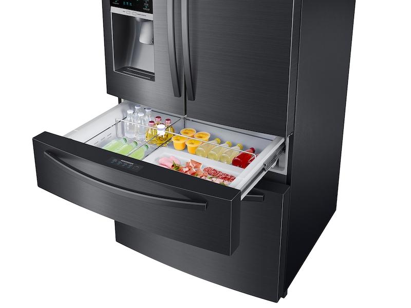 25 cu. ft. Large Capacity 4-Door French Door Refrigerator with External Water & Ice Dispenser in Black Stainless Steel