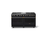 60"W.Dual Fuel Range (Finish: Onyx, Trim: Brushed Brass, Fuel: Propane)