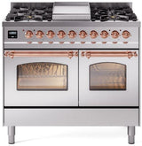 Nostalgie II 40 Inch Dual Fuel Natural Gas Freestanding Range in Stainless Steel with Copper Trim