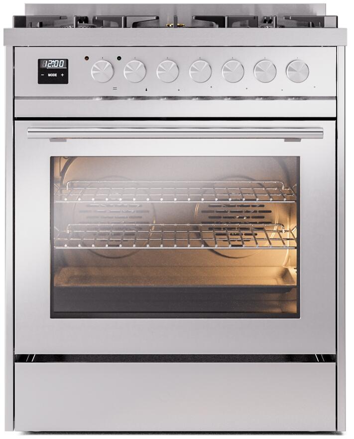 Professional Plus II 30 Inch Dual Fuel Liquid Propane Freestanding Range in Stainless Steel with Trim