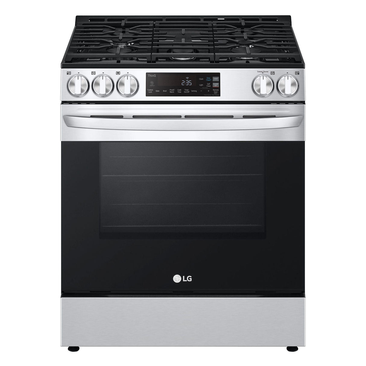 5.8 cu.ft. Gas Single OvenSlide-in Range, EasyClean® plus Self Clean, ThinQ™, Printproof™ StainlessSteel