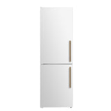 Custodia 24" Bottom Freezer, 10.3 cf., Left Swing, Ice Maker, Total No frost, White, Antique Brass handles