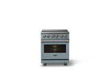 30"W. Electric Range (Finish: November Sky, Trim: Brushed Brass)
