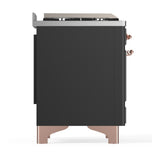 ILVE UM48FSNR3MGPLP Majestic III 48 inch Dual Fuel Range with 5 Black Brass Burners, Griddle and French Top, Dual Function Burner up to 25,000 BTU (Liquid Propane, Triple Glass Door, Graphite Matte, Copper)