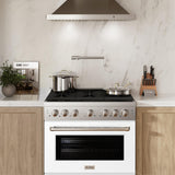 ZLINE 36 in. 5.2 cu. ft. 6 Burner Gas Range with Convection Gas Oven in Stainless Steel with White Matte Door (SGR-WM-36)