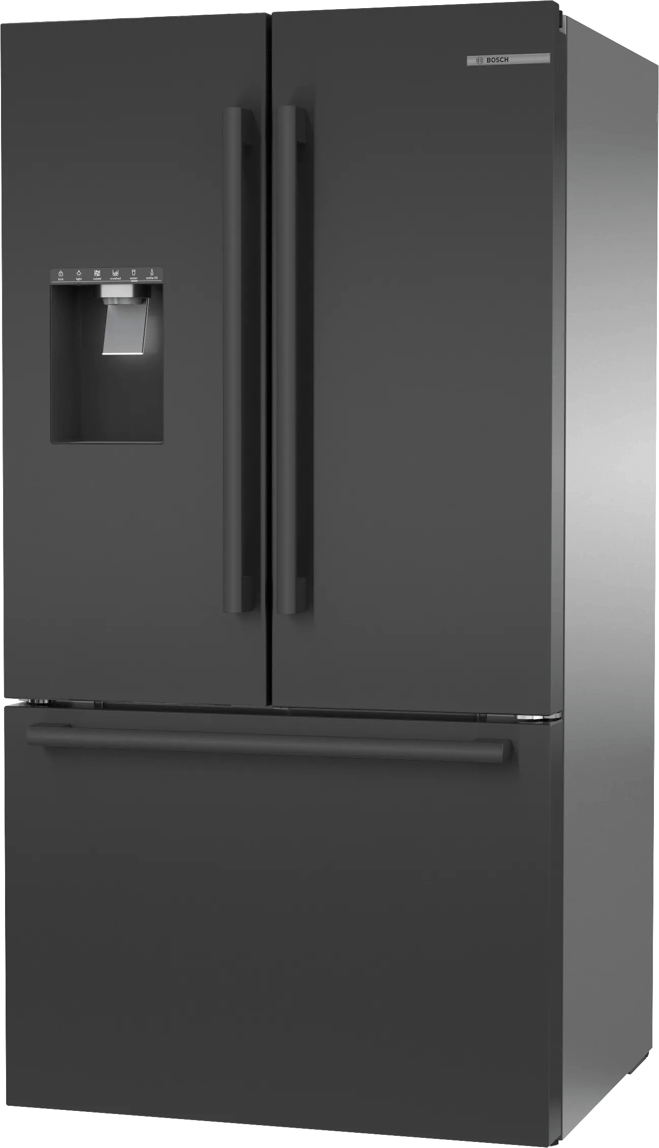 500 Series French Door Bottom Mount Refrigerator 36" Black Stainless Steel, Total No Frost