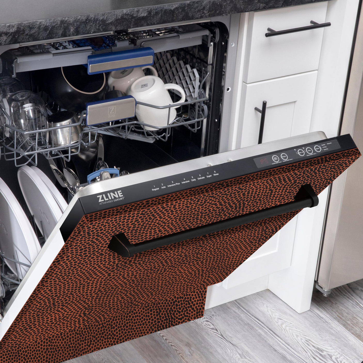 ZLINE 24" Tallac Series 3rd Rack Dishwasher with Traditional Handle, 51dBa (DWV-24) [Color: Hand Hammered Copper]