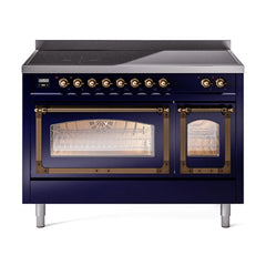ILVE UNI486NMPMBB Nostalgie II Noblesse 48 inch Induction Range (Triple Glass Door, Midnight Blue, Burnished)