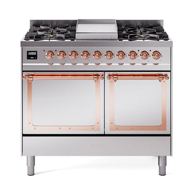 ILVE UND40FQNMPSSPLP Nostalgie II Noblesse 40 inch Dual Fuel Range (Liquid Propane, Solid Door, Stainless Steel, Copper)