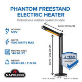 Phantom Freestand Outdoor Electric Infrared Heater , Electric, Matte/Matt Black