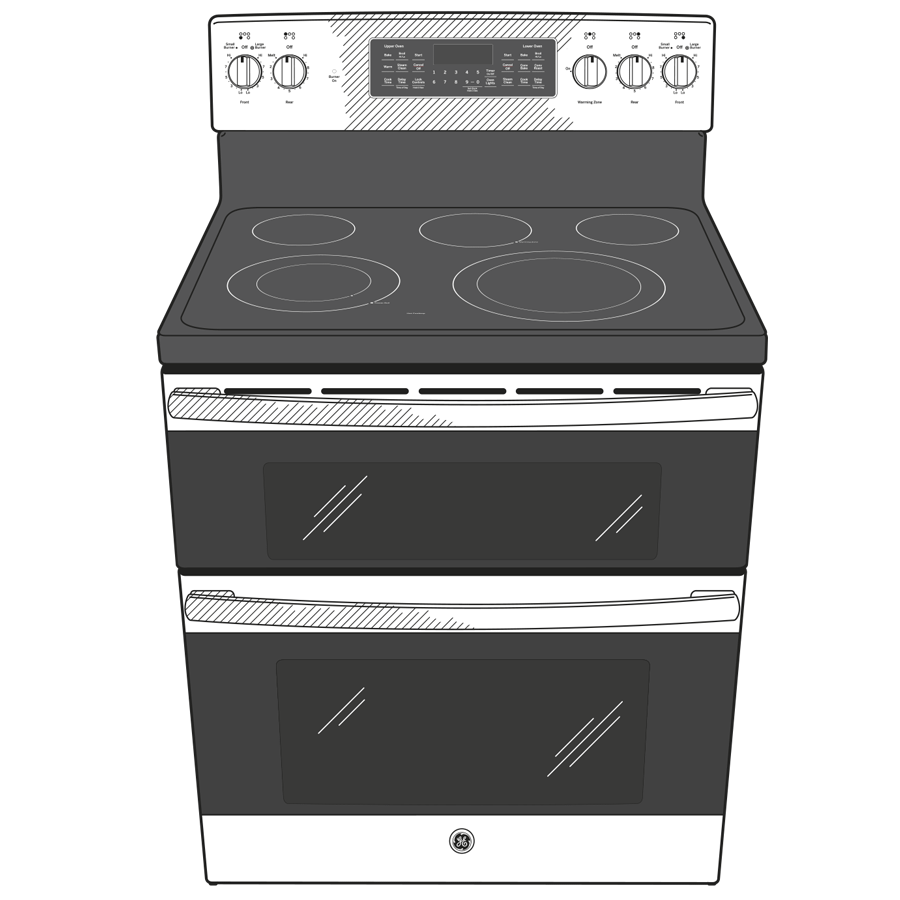 GE® 30" Free-Standing Electric Double Oven Convection Range