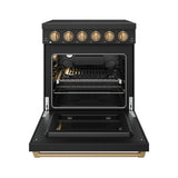 30 Inch Professional Electric Range With Precision Knob Control In Black and Bronze  Gordon Ramsay Series