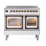 ILVE UNDI406NMPWHB Nostalgie II Noblesse 40 inch Induction Range (Triple Glass Door, White, Burnished)