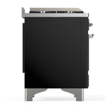 ILVE UM36FQNR3BKCLP Majestic III 36 inch Dual Fuel Range with 6 Black Brass Burners and Griddle, Dual Function Burner up to 25,000 BTU (Solid Door, Glossy Black, Chrome, Liquid Propane)