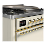 ILVE UM36FQNR3AWGLP Majestic III 36 inch Dual Fuel Range with 6 Black Brass Burners and Griddle, Dual Function Burner up to 25,000 BTU (Solid Door, Antique White, Brass, Liquid Propane)