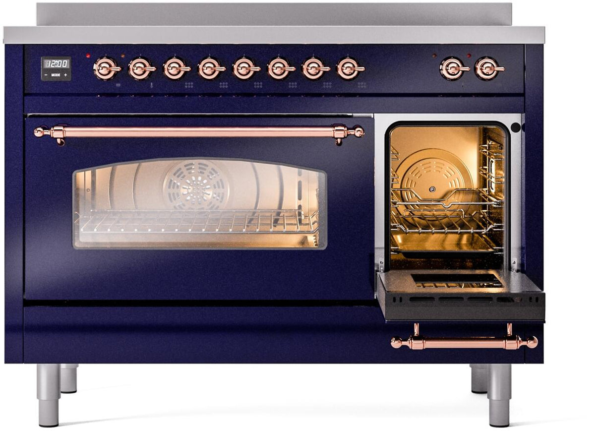 Nostalgie II 48 Inch Electric Freestanding Range in Blue with Copper Trim