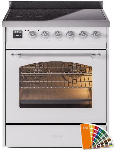 Nostalgie II 30 Inch Electric Freestanding Range in RAL Custom Color with Chrome Trim