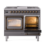 ILVE UND40FNMPMGBLP Nostalgie II Noblesse 40 inch Dual Fuel Range (Liquid Propane, Triple Glass Door, Graphite Matte, Burnished)