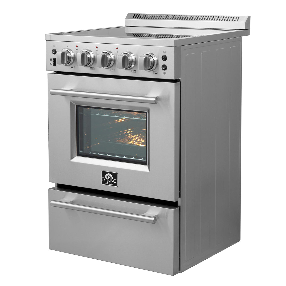 Forno Loiano 24 Inch Freestanding Electric Range Stainless Steel with Storage Drawer