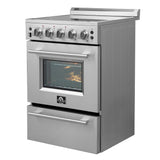 Forno Loiano 24 Inch Freestanding Electric Range Stainless Steel with Storage Drawer