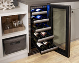 15 Inch Single Zone Overlay Glass Door Left Hinge Undercounter Wine Cabinet