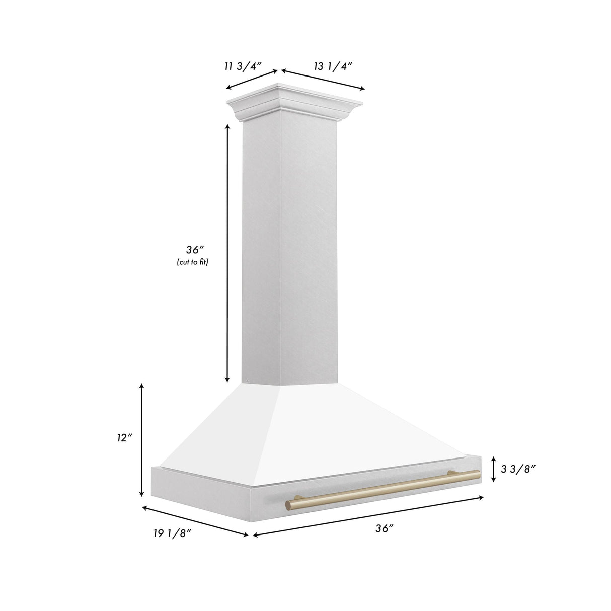 ZLINE 36 in. Autograph Edition Convertible Fingerprint Resistant DuraSnow Stainless Steel Range Hood with White Matte Shell and Champagne Bronze Handle (KB4SNZ-WM36-CB) [Color: Champagne Bronze Accents]