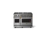 48"W. Sealed Burner Gas Range (Burner: 8b, Finish: Stainless Steel, Trim: Brushed Brass, Fuel: Natural Gas)
