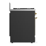 ILVE UM30QNR3MGGLP Majestic III 30 inch Dual Fuel Range with 5 Black Brass Burners, Dual Function Burner up to 25,000 BTU (Liquid Propane, Solid Door, Graphite Matte, Brass)