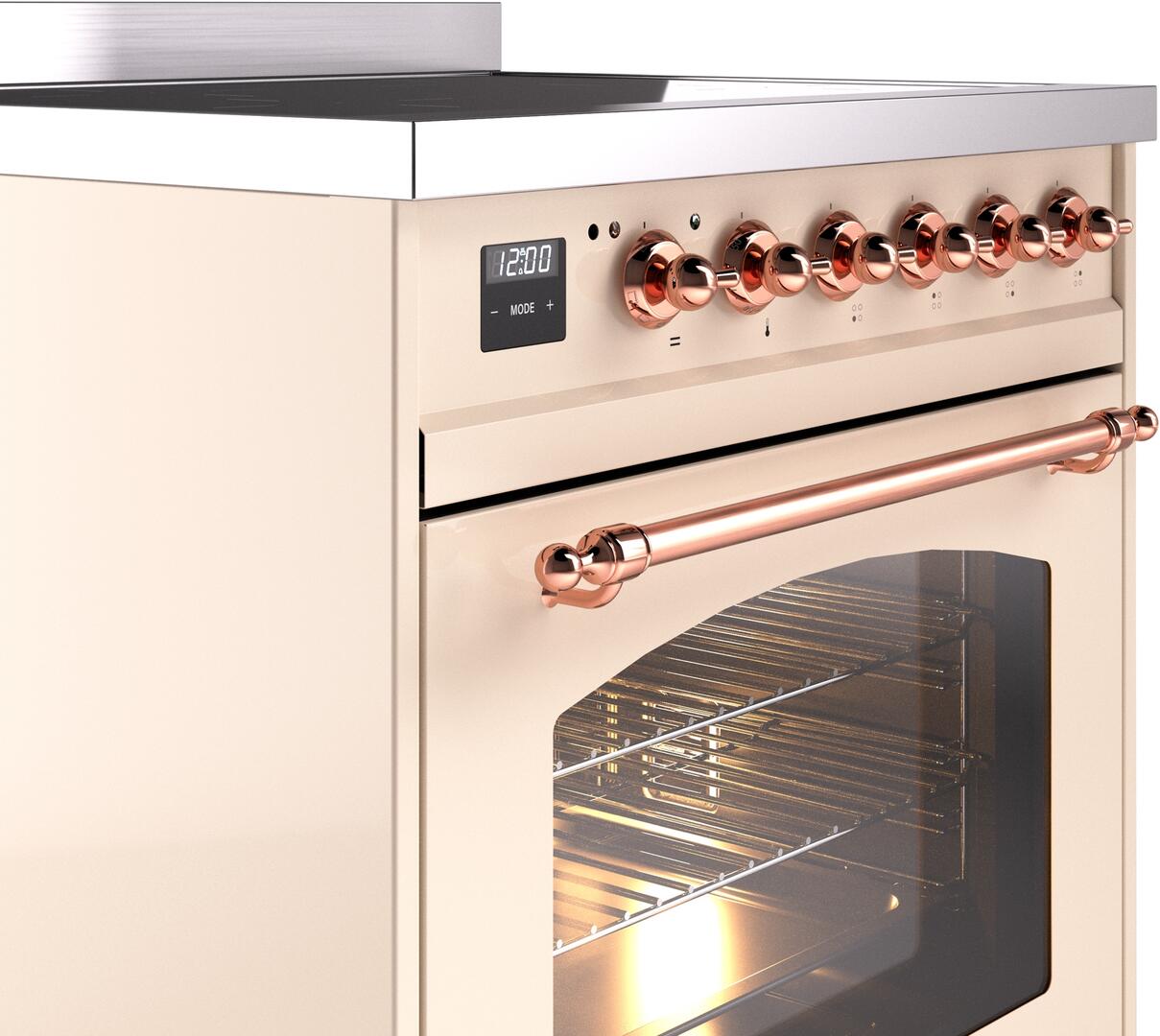 Nostalgie II 30 Inch Electric Freestanding Range in Antique White with Copper Trim