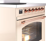 Nostalgie II 30 Inch Electric Freestanding Range in Antique White with Copper Trim