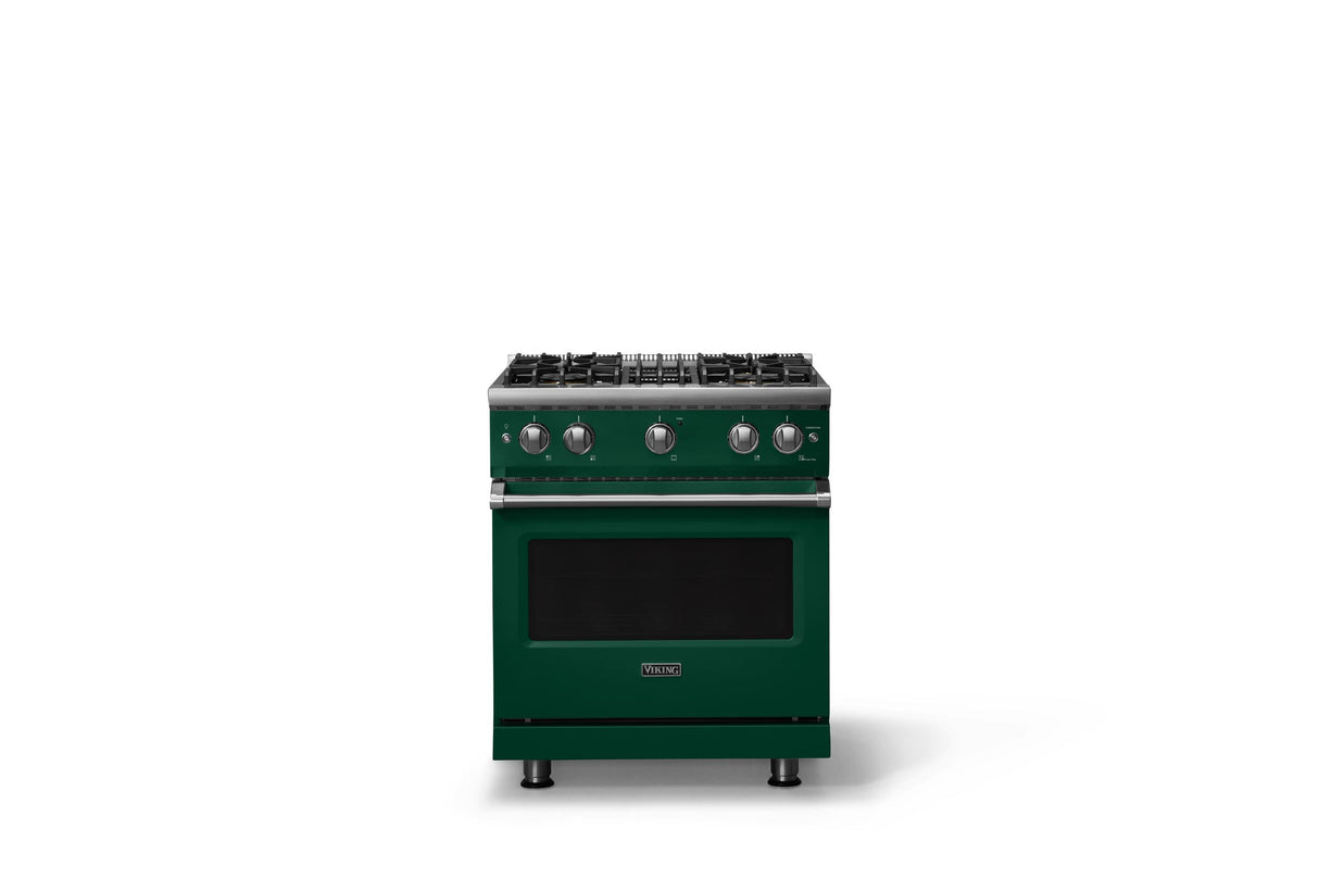 30"W. Sealed Burner Gas Range (Finish: Ivy, Trim: Polished Chrome, Fuel: Propane)