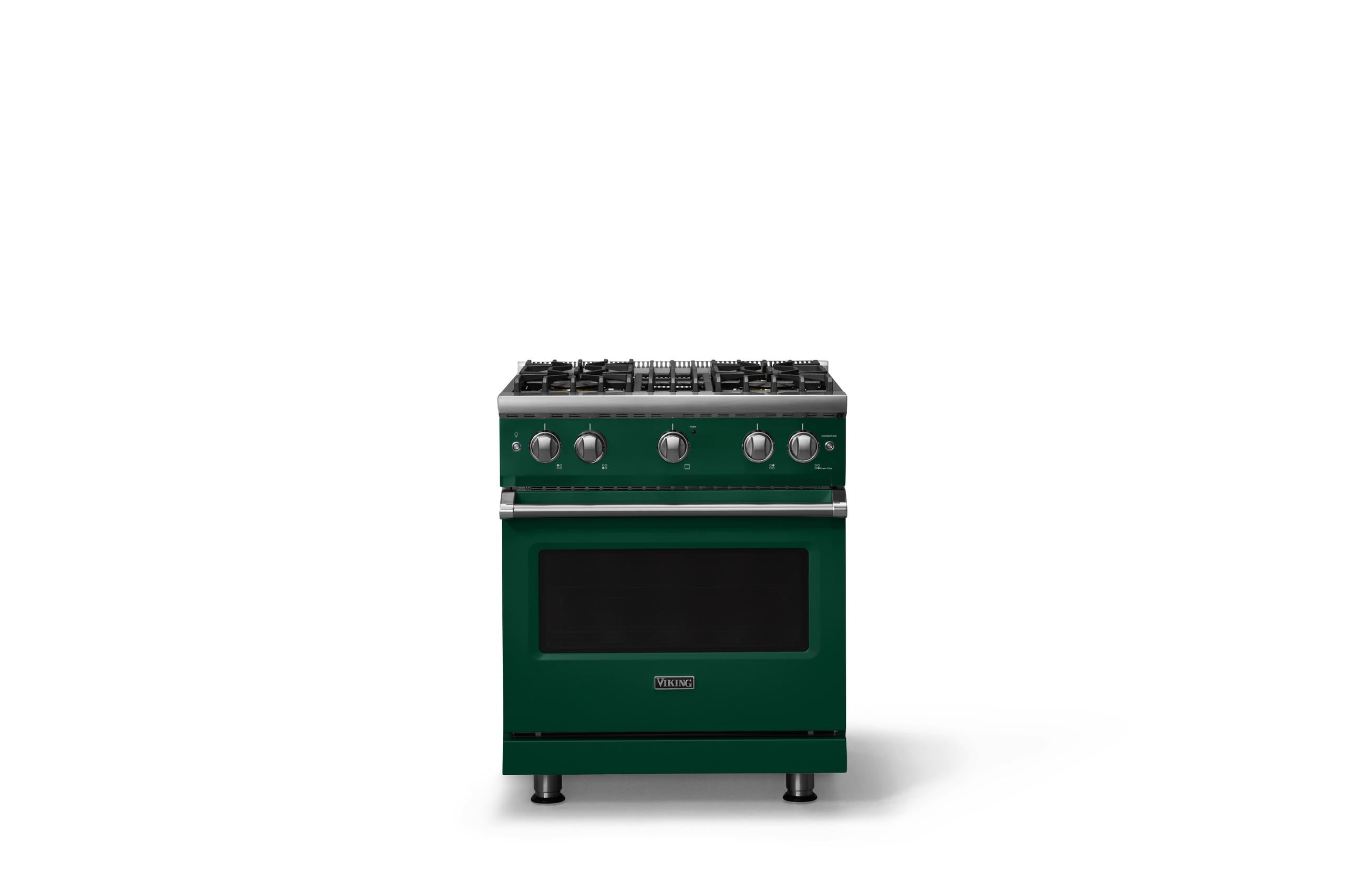 30"W. Sealed Burner Gas Range (Finish: Ivy, Trim: Polished Chrome, Fuel: Propane)