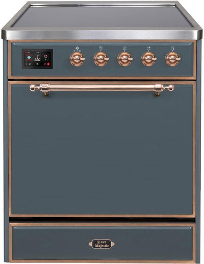 Majestic II 30 Inch Electric Freestanding Range in Blue Grey with Copper Trim
