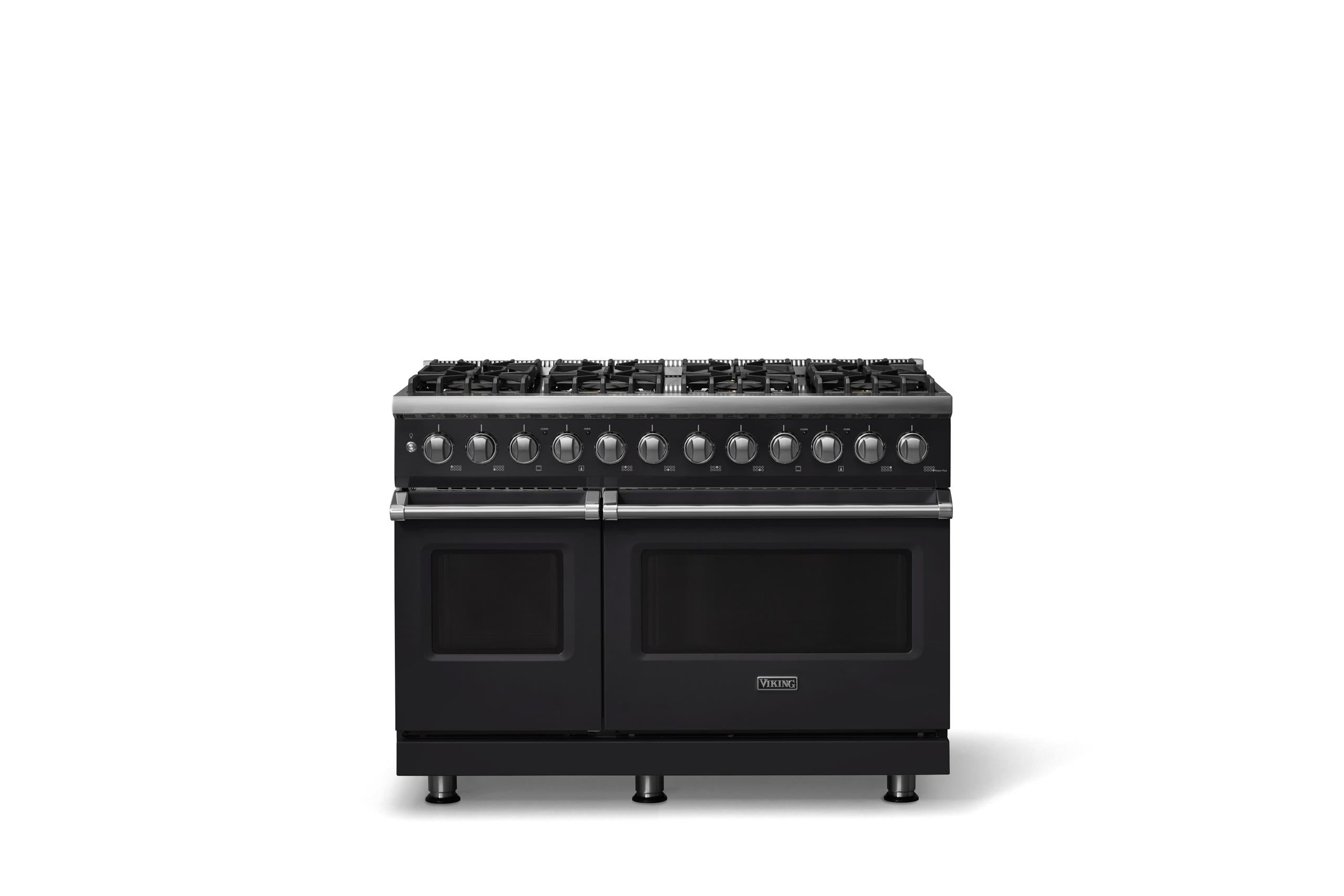 48"W. Dual Fuel Range (Burner: 8b, Finish: Onyx, Trim: Polished Chrome, Fuel: Natural Gas)