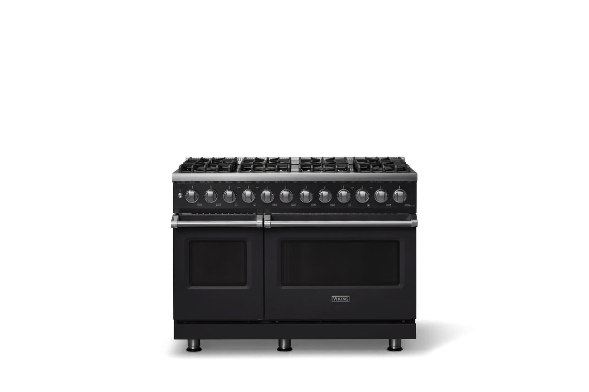 48"W. Dual Fuel Range (Burner: 8b, Finish: Onyx, Trim: Polished Chrome, Fuel: Propane)