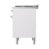 ILVE UN36FQNMPWHG Nostalgie II Noblesse 36 inch Dual Fuel Range (Natural Gas, Solid Door, White, Brass)