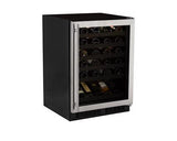 24" High Efficiency Single Zone Wine Cellar - Stainless Steel Frame Glass Door - Left Hinge