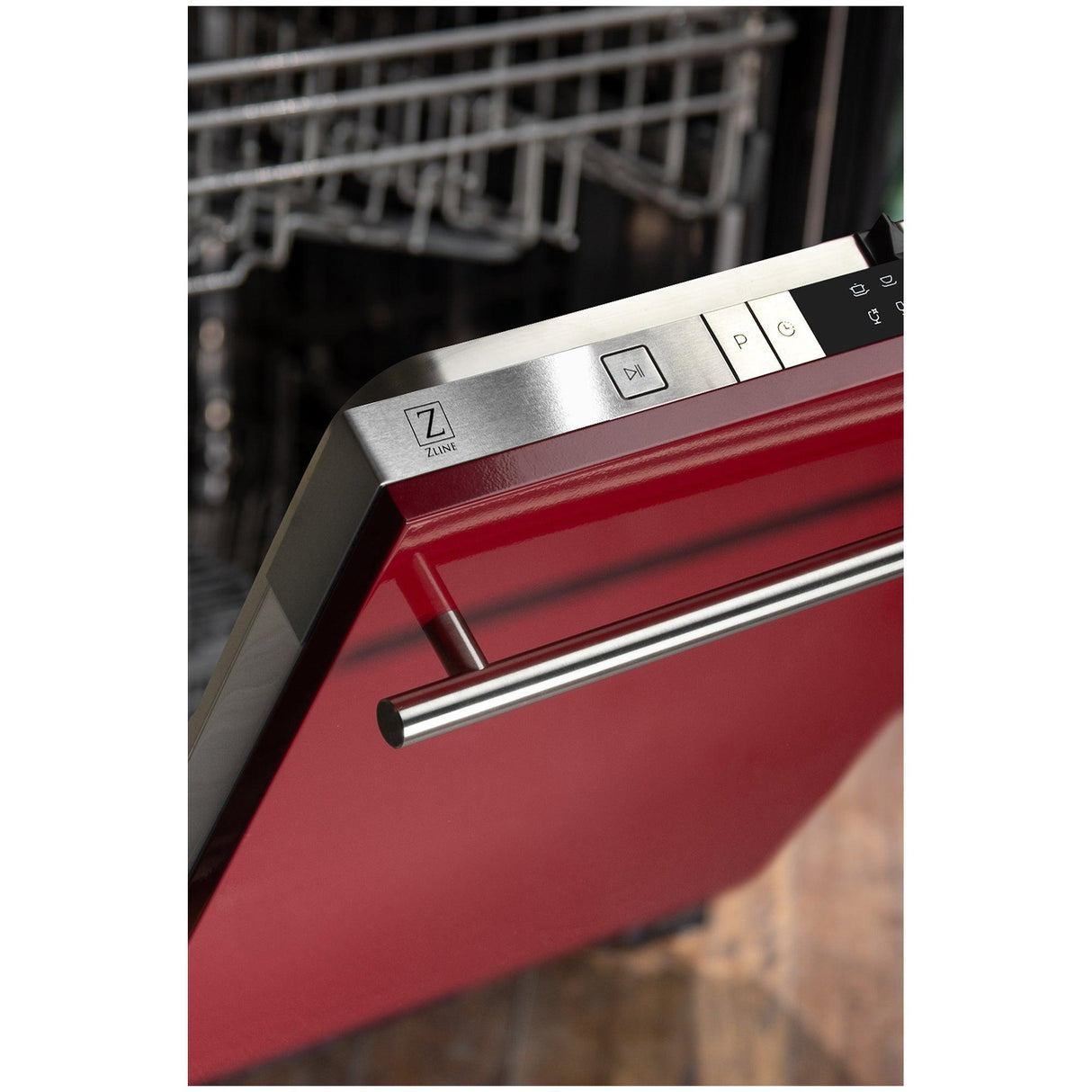 ZLINE 24 in. Top Control Dishwasher with Stainless Steel Tub and Modern Style Handle, 52dBa (DW-24) [Color: Red Gloss]