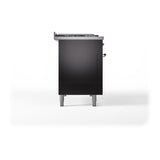 ILVE UN48FSQNMPBKP Nostalgie II Noblesse 48 inch Dual Fuel Range (5 Sealed Burners + Griddle + French Top, Natural Gas, Solid Door, Glossy Black, Copper)