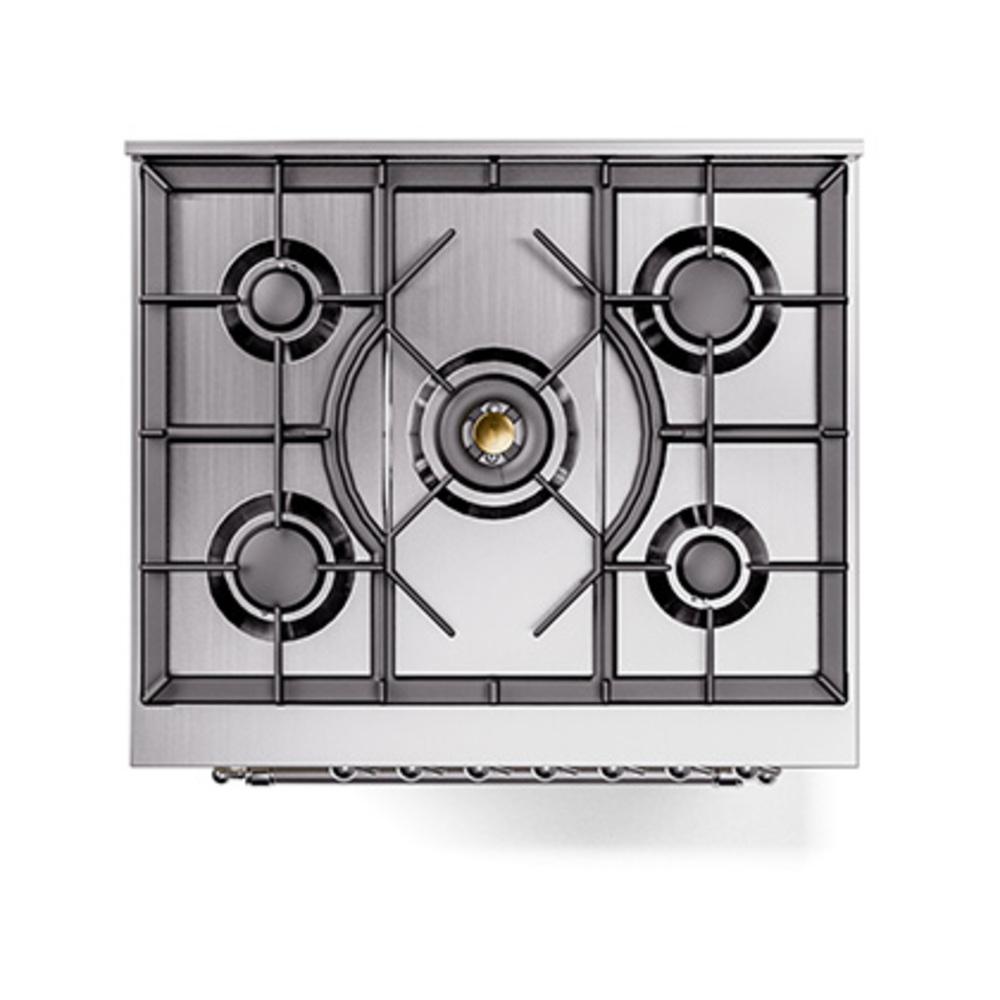 ILVE UN30NMPAWC Nostalgie II Noblesse 30 inch Dual Fuel Range (Natural Gas, Triple Glass Door, Antique White, Chrome)