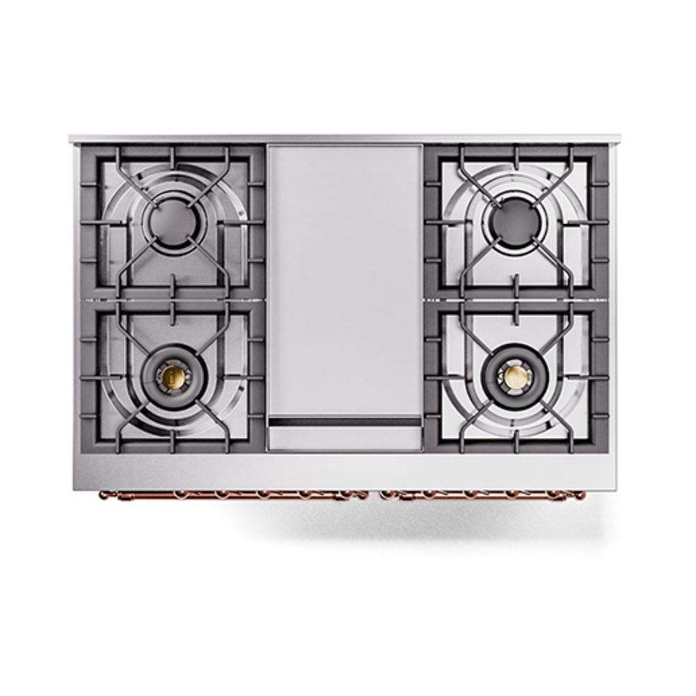 ILVE UND40FNMPBGPLP Nostalgie II Noblesse 40 inch Dual Fuel Range (Liquid Propane, Triple Glass Door, Blue Grey, Copper)